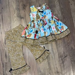 Sophia’s Style Top and Ruffle Pants sz 24 mos